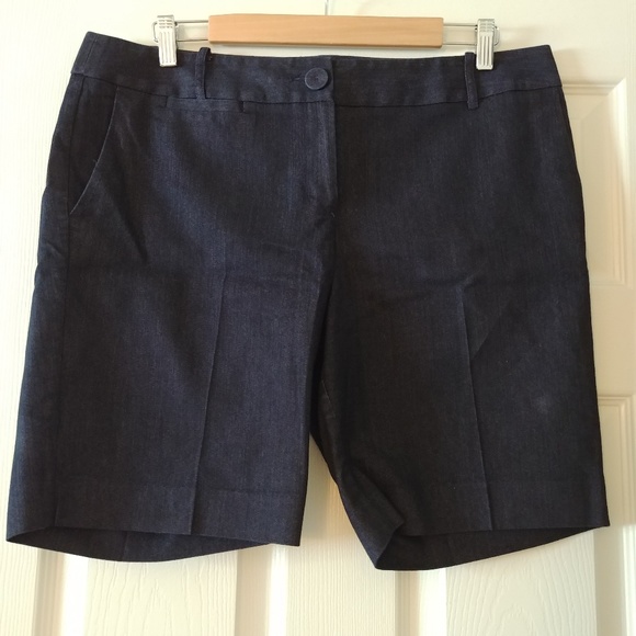 LOFT Pants - Ann Taylor Loft Dark Chambray Bermuda Shorts